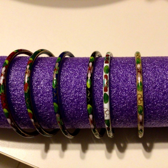 Cloisonné Bangle Bracelets - Picture 1 of 5